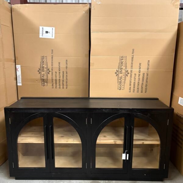 black elm sideboard with arched glass