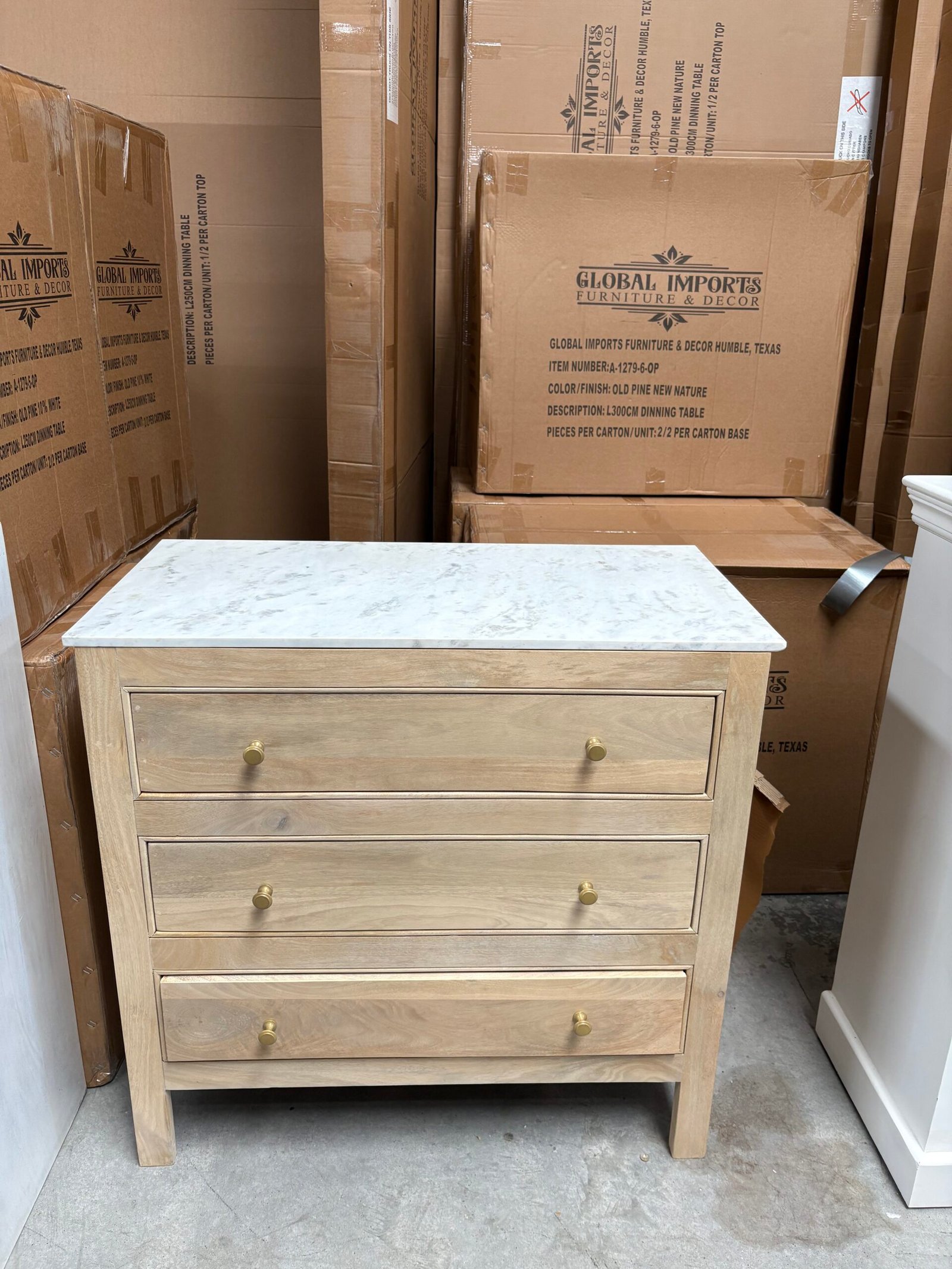 light mango chest with marble top