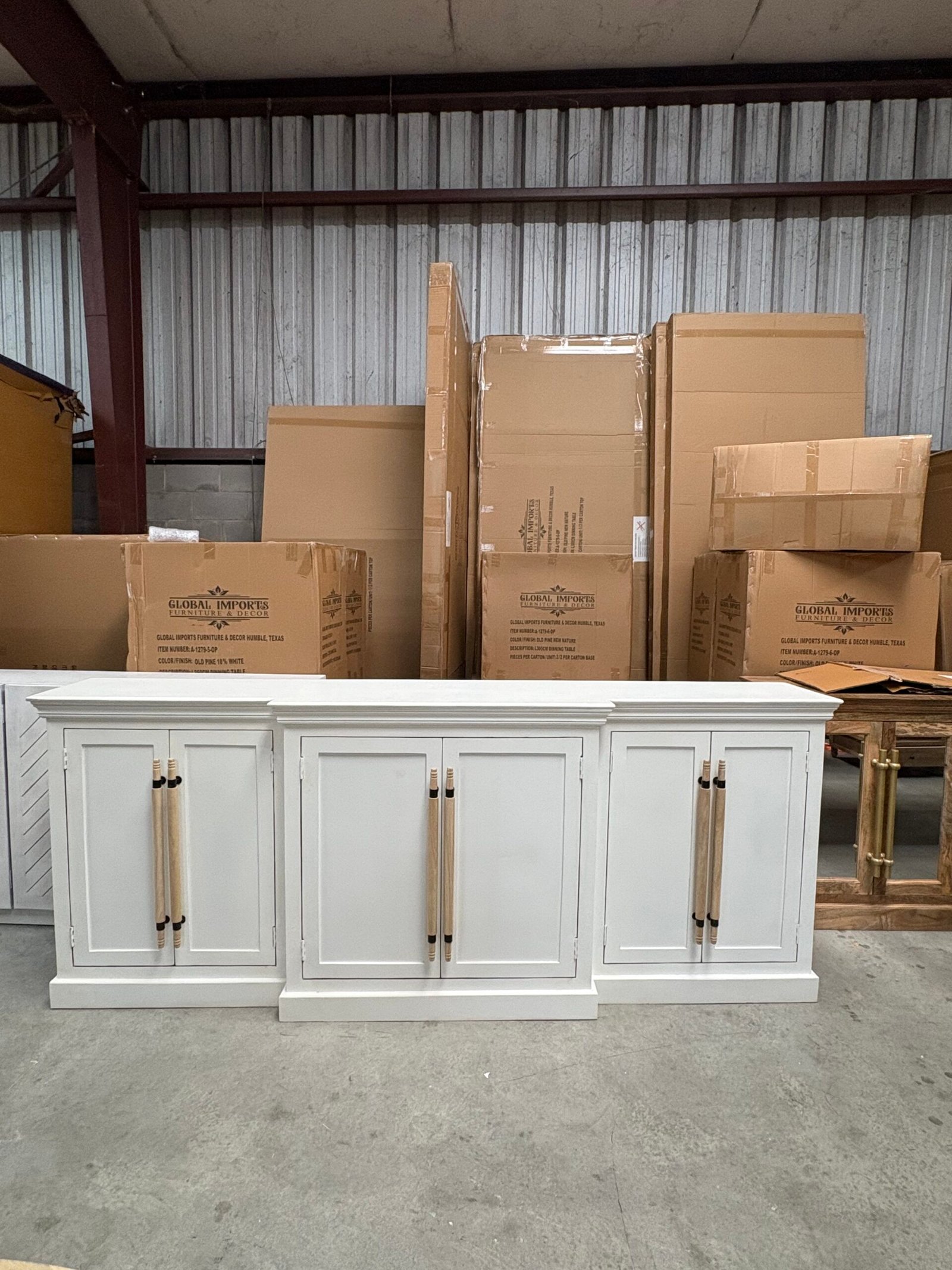 White mango buffet with light natural handles