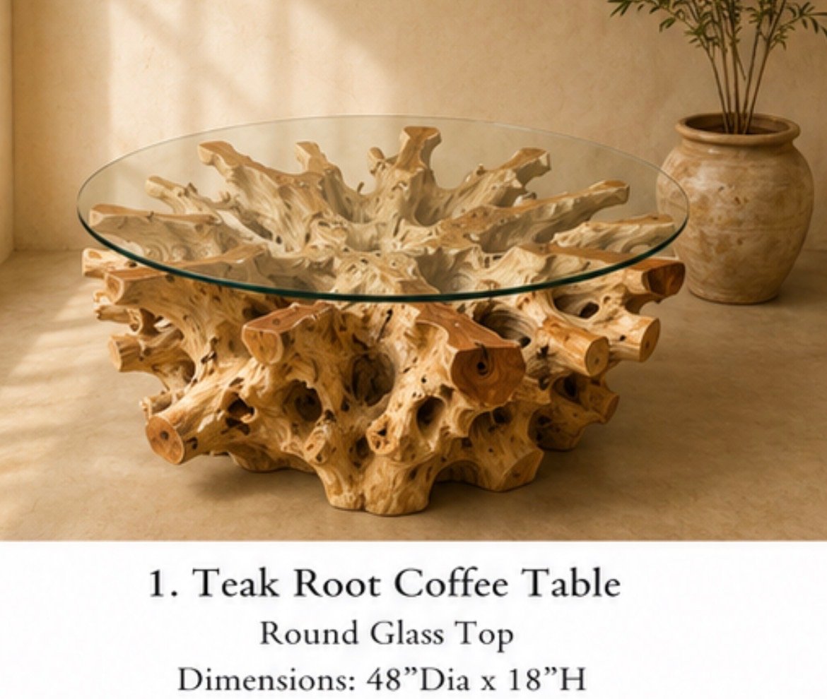 48" Light Natural Teak Coffee Table